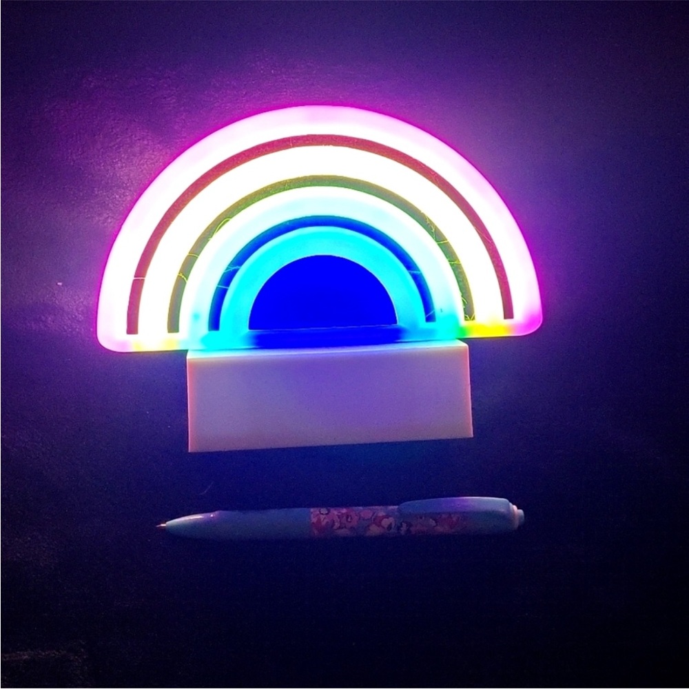 CUTE Pink and Yellow Neon Rainbow Light Fixture Nite Lite NEW Y2K